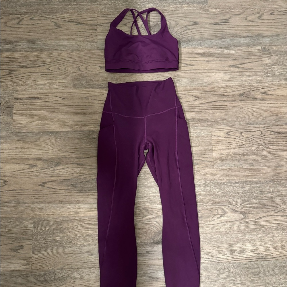 Matching Set Dramatic Magenta 25" Align Leggings With Pockets And Energy Bra